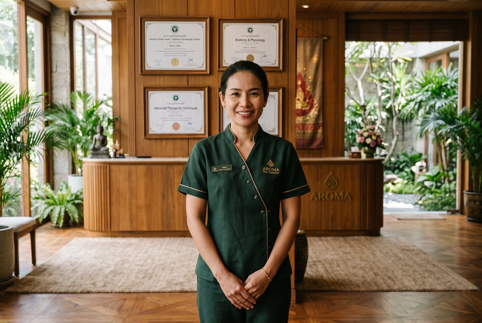 Professional certified massage therapist in a luxury spa in Koh Samui