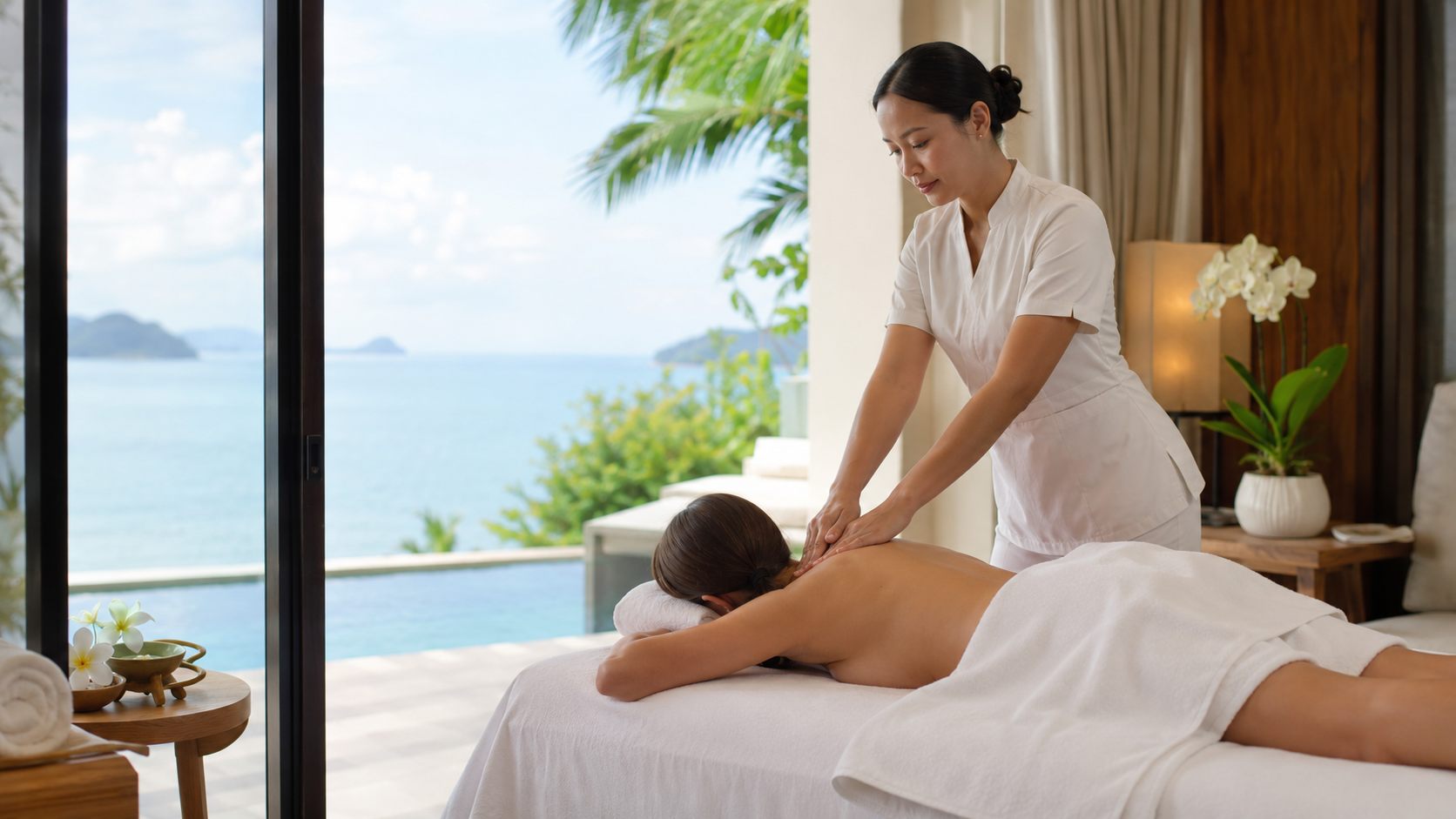 Professional outcall massage therapist at a sea-view villa in Koh Samui